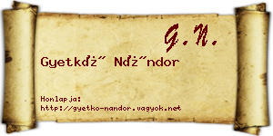 Gyetkó Nándor névjegykártya