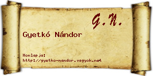 Gyetkó Nándor névjegykártya